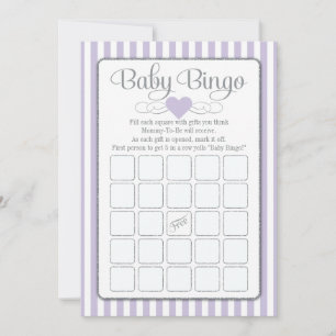 Baby Bingo Lavender Lilac Baby Shower Game Cards Inbjudningar