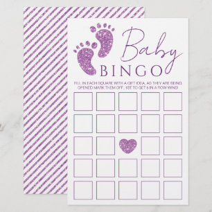 Baby Bingo Lila Glitter Baby Feet Baby Shower