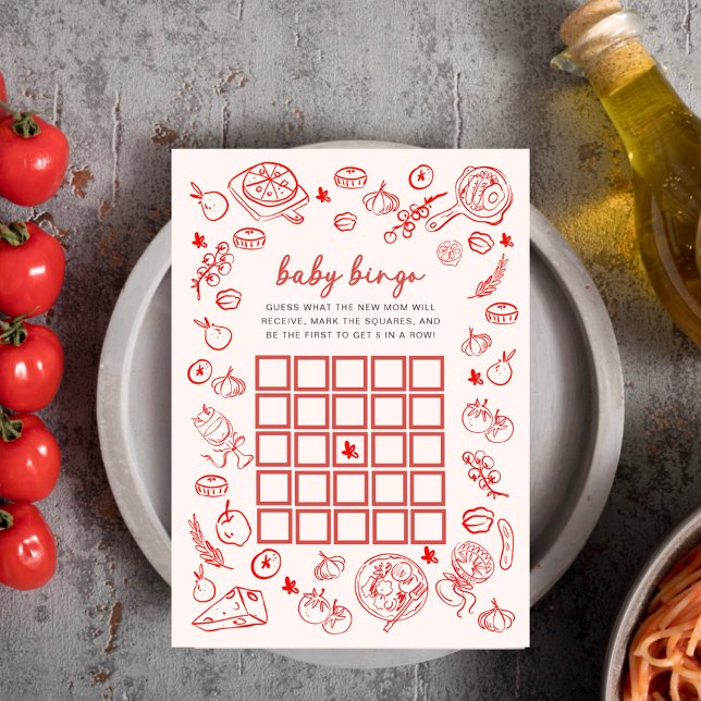 Baby Bingo | Mamma Mia Italian Baby Shower Game Rådkort (Skapare uppladdad)