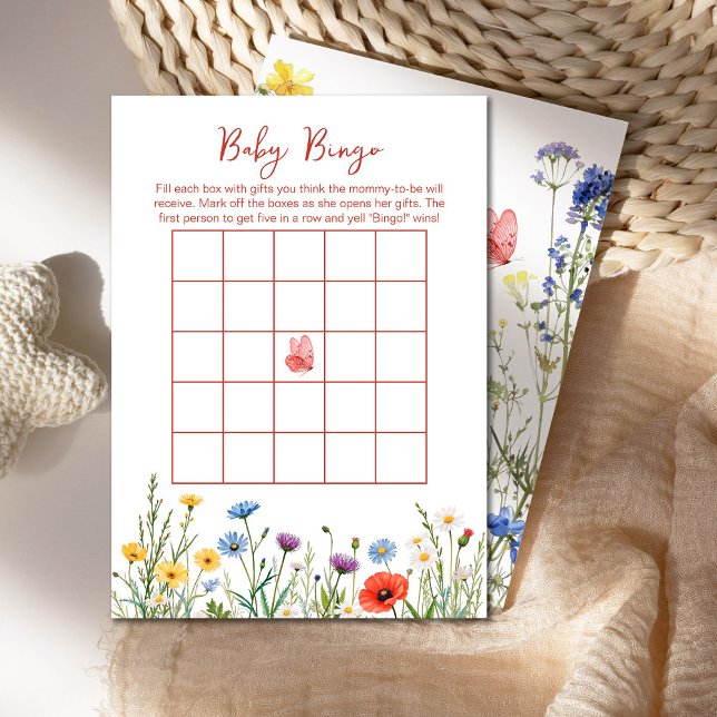 Baby Bingo med Vår blommor Baby Shower Julkort (Skapare uppladdad)