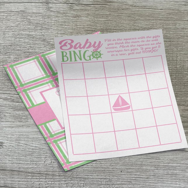 Baby Bingo Nautical Theme Girl Shower Game Flygblad (Skapare uppladdad)