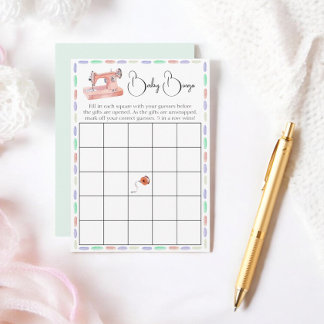 Baby Bingo Pastel Watercolor Stitch Shower Game Tilläggskort