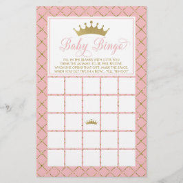 Baby Bingo, prinsessan Baby Shower Game Flygblad