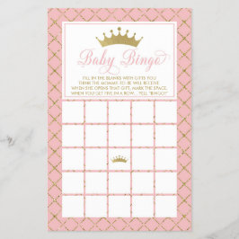 Baby Bingo, prinsessan Baby Shower Game Flygblad