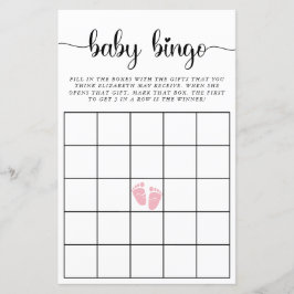 Baby Bingo Rosa Flicka Shower Game
