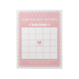 Baby Bingo Rosa Papel Picado Baby Shower Game Anteckningsblock