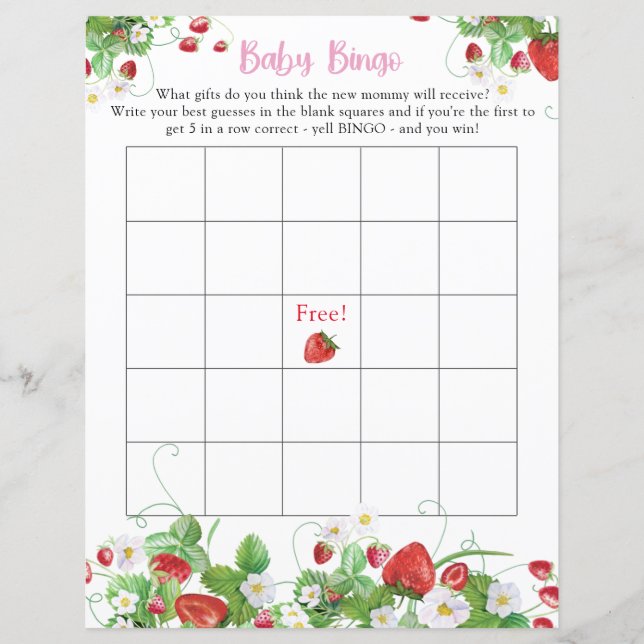 Baby Bingo | Söt som jordgubbssylt Baby Shower (Framsida)