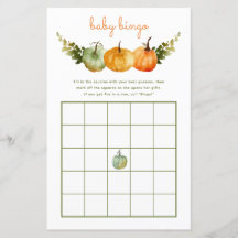 Baby Bingo Spel November Pumpkin Höst Baby Shower