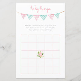 Baby Bingo-spel - Rosa Flowers Party Baby Shower