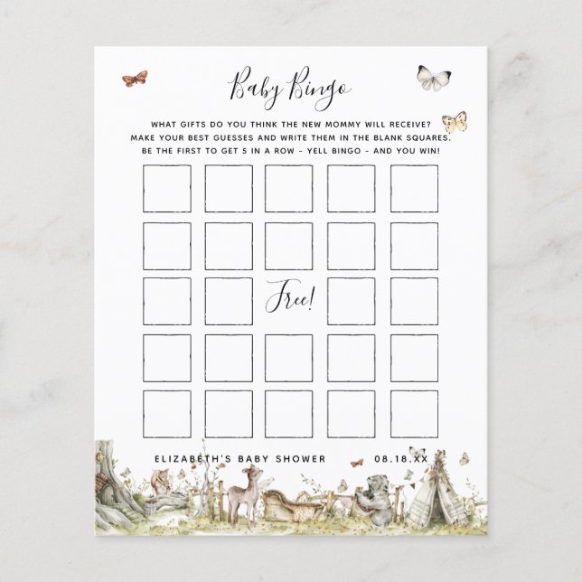 Baby Bingo | Spelet Blommigt Baby Shower (Framsida)