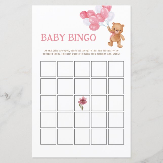Baby Bingo-spelkort för Nalle (Framsida)