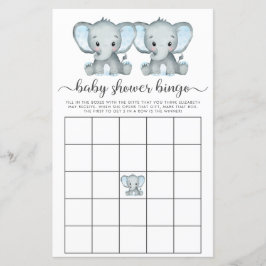 Baby Bingo Twin Boys Elephant Shower Game
