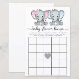 Baby Bingo Twin Girl Boy Elephant Shower Game