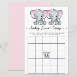 Baby Bingo Twin Girls Elephant Shower Game
