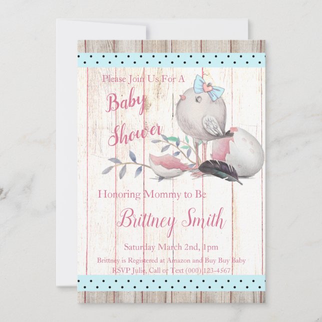 Baby Bird, Baby Shower-fest Inbjudan (Framsida)