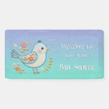 Baby Bird Blommigt Baby Shower