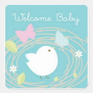 Baby Bird Sticker Fyrkantigt Klistermärke