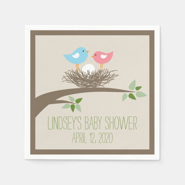 Baby Birds bo | Baby Shower Pappersservett (Framsidan)
