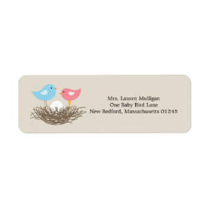 Baby Bird's Nest Baby Shower Returadress Etikett