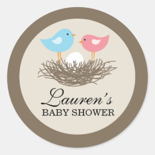 Baby Bird's Nest Baby Shower Runt Klistermärke