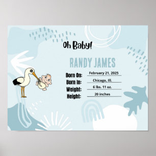 Baby Birkeland Stats Nursery Wall Art Poster