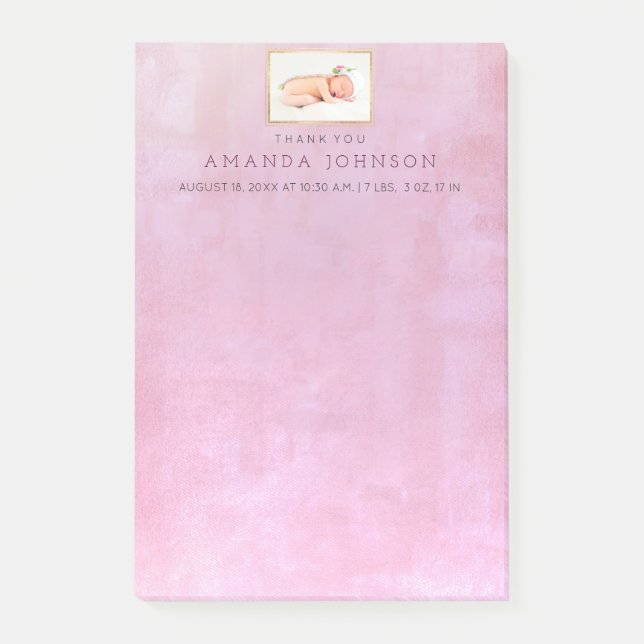 Baby Birth Annoucement Tack Gift Favor Post-it Block (Framsida)