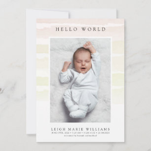 BABY BIRTH ANNOUNCEMENT Hej Watercolor Rand