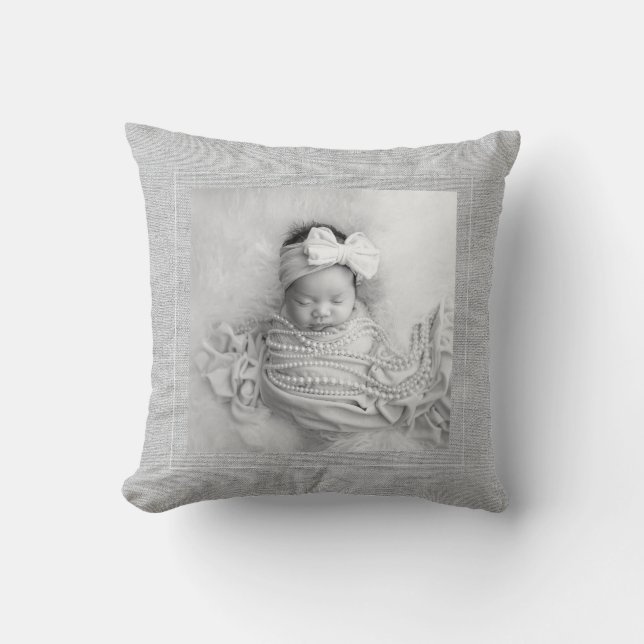Baby Birth Announcement Photo Nursery Decor Sweet Kudde (Framsida)
