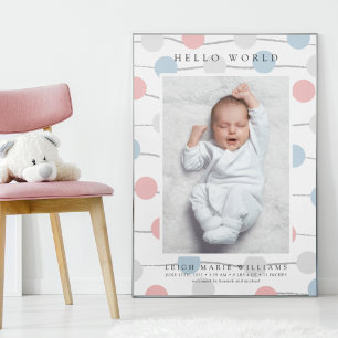 BABY BIRTH Hej Pastel Polka dots Poster