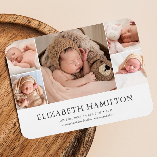 Baby Birth Notification Elegant Photo Magnet (Skapare uppladdad)