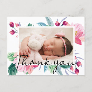 Baby Birth Notification Photo Tack Vykort
