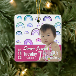 Baby Birth Stats Birth Record julfoto Cera Julgransprydnad Keramik