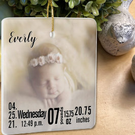 Baby Birth Stats Birth Record julfoto Cera Julgransprydnad Keramik