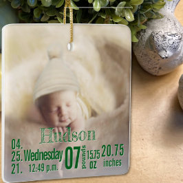Baby Birth Stats Birth Record julfoto Cera Julgransprydnad Keramik