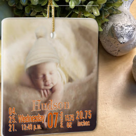 Baby Birth Stats Birth Record julfoto Cera Julgransprydnad Keramik