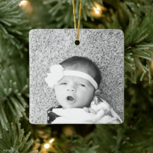 Baby Birth Stats Birth Record julfoto Julgransprydnad Keramik