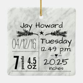 Baby Birth Stats Birth Record julfoto Julgransprydnad Keramik
