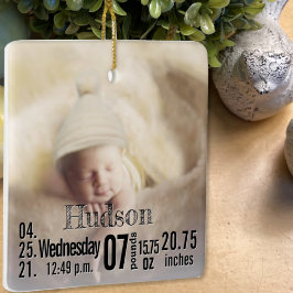 Baby Birth Stats Birth Record julfoto Julgransprydnad Keramik