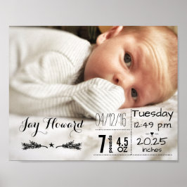Baby Birth Stats Birth Record Keepsaké Photo Poster