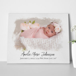 Baby Birth Stats Photo Newborn Keepsak Nursery Canvastryck