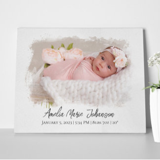 Baby Birth Stats Photo Newborn Keepsak Nursery Canvastryck
