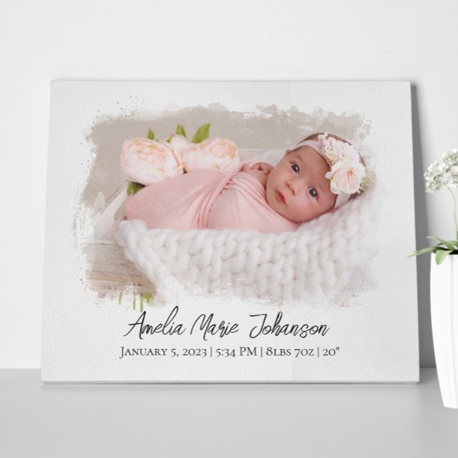Baby Birth Stats Photo Newborn Keepsak Nursery Canvastryck (Skapare uppladdad)