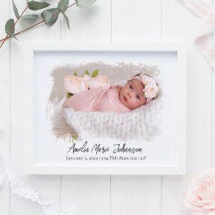 Baby Birth Stats Photo Newborn Keepsak Nursery Poster