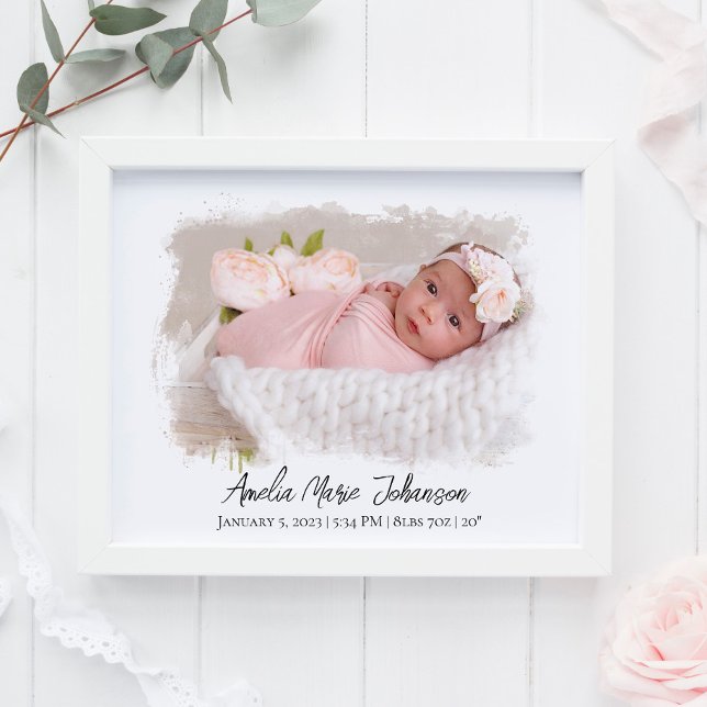 Baby Birth Stats Photo Newborn Keepsak Nursery Poster (Skapare uppladdad)