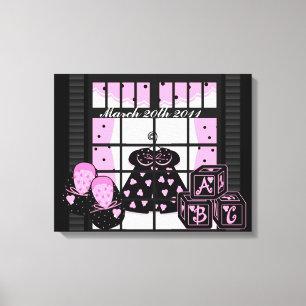 Baby Birthdate Wrapped Canvas