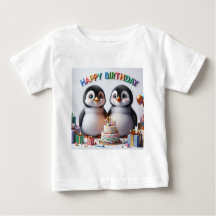 Baby Birthday Tshirt med pingviner