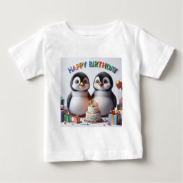 Baby Birthday Tshirt med pingviner T Shirt