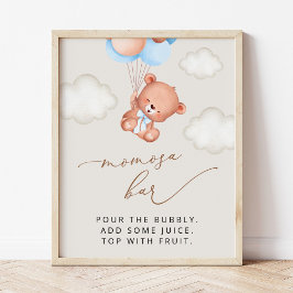 Baby Björn, Nalle, blå ballonger, Momosa Pub Poster