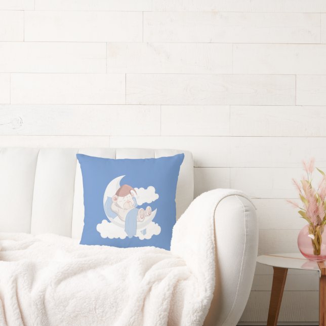 Baby-björn som sover vid Måne Kudde (Soffa)