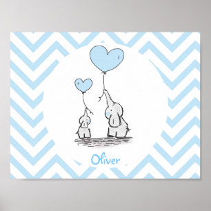 Baby Blå Elefant Personlig Baby Pojke Poster
